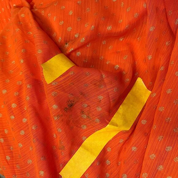 MAC DUGGAL 49536 Metallic Polka Dot Ruffled One Shoulder Gown Tangerine 2 NEW - Picture 8 of 9